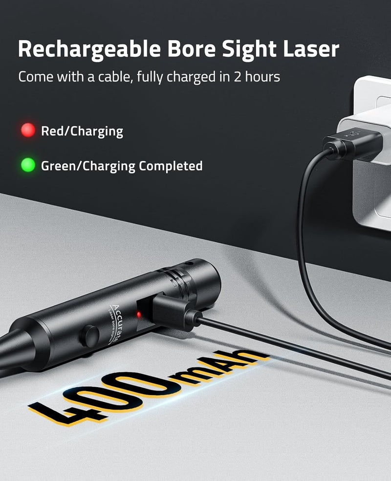 CVLIFE Rechargeable Bore Sight Laser Kit with 64 Adapters fit 0.17 to 12GA Calibers, Professional Red/Green Laser Bore Sight with Button Switch, Powerful Choice for Hunting Bore Sight Tool - Image 3